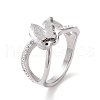 Crystal Rhinestone Criss Cross with Butterfly Finger Ring RJEW-D120-16P-1