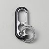 Oval Alloy Keychain Clasps with Double Rings FIND-YWC0011-02A-1
