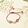 Acrylic & Alloy Shell Braided Bead Bracelet with Lampwork Evil Eye BJEW-JB08131-01-2