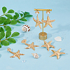 FIBLOOM 3 Pairs 3 Style Alloy Starfish Dangle Stud Earrings with Plastic Pearl Beaded EJEW-FI0002-95-4