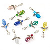 Angel Glass & Alloy Pendant Decoration HJEW-TAC0055-3