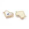 Brass Pave Natural Shell Heart Connector Charms KK-N258-08G-2