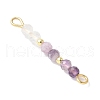 Faceted Round Natural Quartz Crystal & Amethyst & Lepidolite Beaded Connector Charms PALLOY-JF03530-07-2