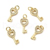 Brass Micro Pave Clear Cubic Zirconia Pendants KK-E068-VB180-3