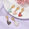 Heart with Flower Alloy Enamel Pendant Decorations HJEW-JM01341-4