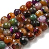 Faceted Natural Banded Agate Beads Strands G-F447-12mm-O06-2