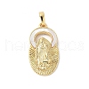 Brass Pave Natural White Shell Religion Pendants KK-S522-23G-D-1