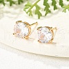 Flat Round Brass Pave Cubic Zirconia Stud Earrings for Women EJEW-G428-29A-02-2