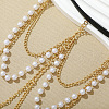 White Plastic Imitation Pearl Beaded Alloy Chain Tassel Leg Chain FS-WGC7B18-03-2