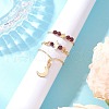 3Pcs Copper Wire Wrapped Natural Garnet Faceted Round Bead Finger Rings for Women RJEW-JR00888-03-1