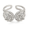 304 Stainless Steel Cubic Zirconia Open Cuff Ring for Women RJEW-S406-05P-01-2
