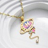 304 Stainless Steel Hot Pearl Enamel Constellation Planet Pendant Necklaces NJEW-D310-01H-G-4