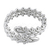 201 Stainless Steel Leaf Wrap Open Cuff Ring for Women RJEW-N038-103P-2