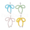 4Pcs Bowknot Shell Pearl & Glass Pendant Decorations HJEW-TA00201-1