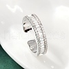 Brass Micro Pave Cubic Zirconia Cuff Rings for Women RJEW-F182-01P-1