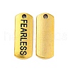 Tibetan Style Alloy Rectangle with Word Fearless Pendants TIBEP-Q043-064AG-RS-1