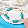 Natural Shell & Synthetic Turquoise Braided Bead Bracelets AJEW-AN00562-03-2