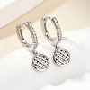 Chic Grid Brass Clear Cubic Zirconia Flat Round Hoop Earrings ZR6558-2-3