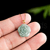 Flower Natural Jade Pendant 925 Sterling Silver Chain Necklaces for Women FS-WGE521C-01-3