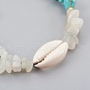 Synthetic Turquoise(Dyed) & Natural White Moonstone Chip Braided Bead Bracelets BJEW-JB04080-03-2