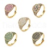 Brass Micro Pave Cubic Zirconia Cuff Rings for Women RJEW-A069-13G-2