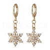Christmas Snowflake Brass Micro Pave Clear Cubic Zirconia Hoop Earrings EJEW-JE06158-01-1