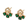 Flower Brass Micro Pave Clear Cubic Zirconia Stud Earrings for Women EJEW-G428-18G-01-4