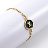 Flat Round with Letter Pattern 304 Stainless Steel Link Bracelets FS-WG4692B-22-1