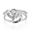 Non-Tarnish 304 Stainless Steel Interlocking Heart Open Cuff Ring RJEW-N040-16-2