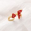 Brass Enamel Open Cuff Rings for Women RJEW-U057-24G-1