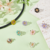 12Pcs 6 Colors Flower Alloy Enamel Stethoscope Pendant Decorations HJEW-OC00052-5