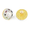 Mother's Day Jewellery Rack Plating Flat Round Brass With Natural Tourmaline & Rhinestone EJEW-U010-02C-G-2