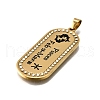 Oval with 12 Constellation 304 Stainless Steel Rhinestone Pendants STAS-M119-08A-G-2