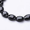 Black Faceted Oval Glass Bead Strands X-GLAA-S003-16x13mm-05-3