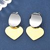 Two Tone Heart Brass Dangle Stud Earrings for Women EJEW-U057-02GP-B-1