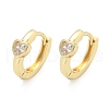 Heart Brass Micro Pave Clear Cubic Zirconia Hoop Earrings EJEW-Z102-28G-4