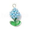 Glass Seed Beaded Flower Bud Pendants PALLOY-MZ00760-02-1