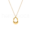 Stainless Steel Hollow 3D Oval Pendant Necklaces for Women PW-WG95EAB-01-1