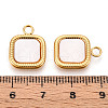 304 Stainless Steel Pave Natural Shell Square Pendants STAS-N112-10G-3