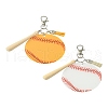 Baseball Acrylic & Wood Pendant Decorations HJEW-YW00012-01-2
