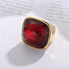 Rectangle 304 Stainless Steel with Glass Finger Rings FS-WG61EEA-07-2