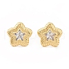 Clear Cubic Zirconia Star Stud Earrings EJEW-L231-73G-1