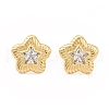 Clear Cubic Zirconia Star Stud Earrings EJEW-L231-73G-1