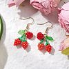 Flower with Cherry 304 Stainless Steel Glass Seed Beads Dangle Earrings EJEW-MZ00419-03-1