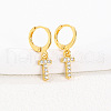 Brass Micro Pave Clear Cubic Zirconia Hoop Earrings FS-WGAF6E5-06-1