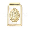 Brass Pave Natural White Shell Religion Rectangle Pendants KK-Q068-32A-G-1
