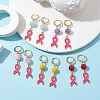 October Breast Cancer Pink Awareness Ribbon Alloy Enamel Leverback Earrings EJEW-JE05668-2