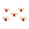 Cubic Zirconia Rectangle Open Cuff Ring RJEW-G255-01G-2