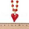 Heart Brass Red Enamel Pendant Necklaces for Women NJEW-G162-03G-5