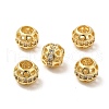 Hollow Brass Micro Pave Clear Cubic Zirconia European Style Beads KK-E068-VB486-3